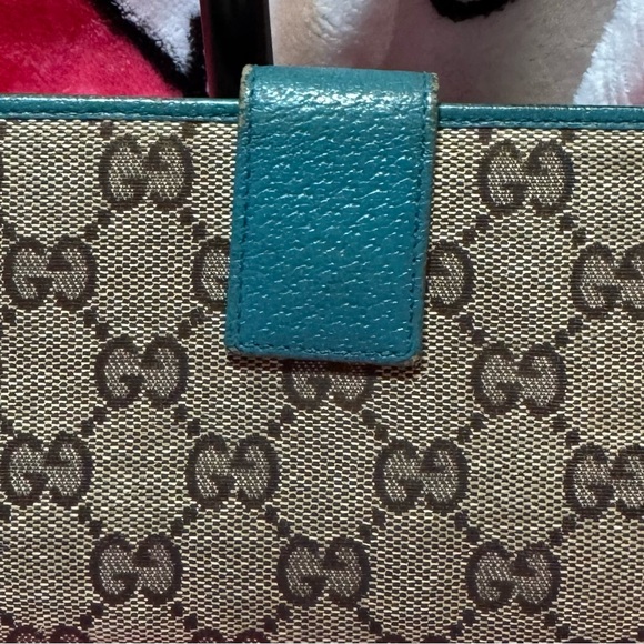 Gucci Handbags - Gucci Teal and Beige Women's Wallet